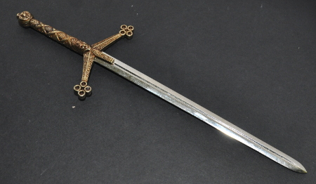 Masonic Letter Opener - 10in length (250mm) - Claymore Handle - Click Image to Close
